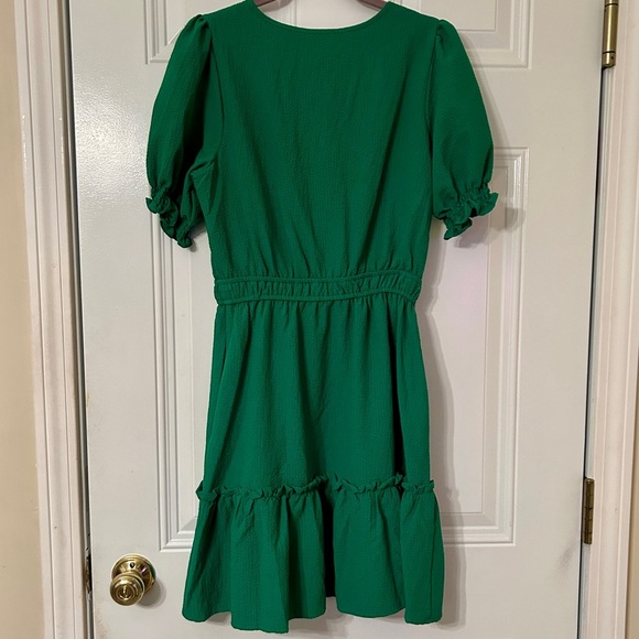 Size XS: Draper James Puff Sleeve Fit & Flare Mini Dress in Green, NWT - Picture 3 of 7